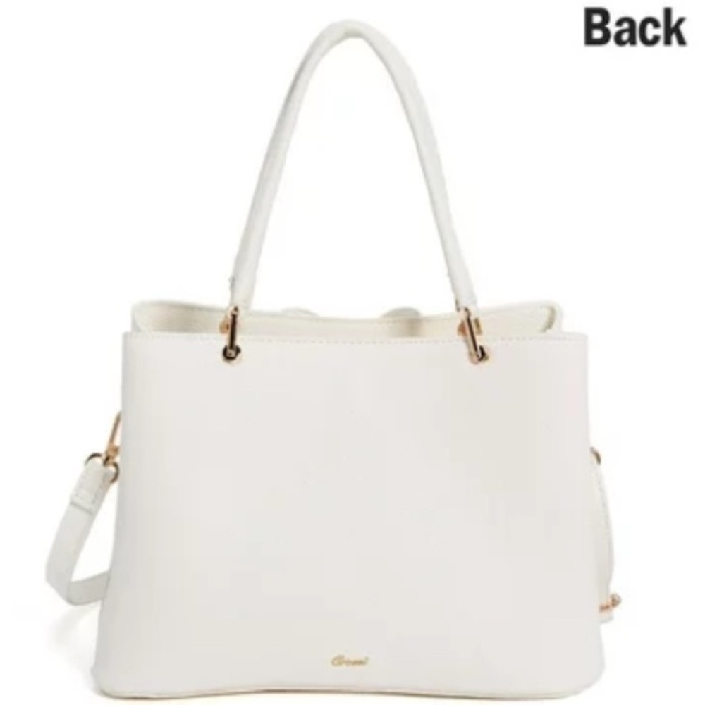 NEW!!! 3D Bow Vegan Leather 3-Way Wear White Satchel, Crossbody, & Shoulder Bag - Picture 8 of 16